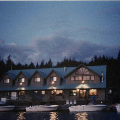 Nighttime at the floating lodge