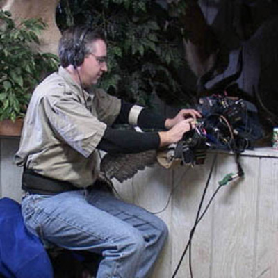Sound man making adjustments